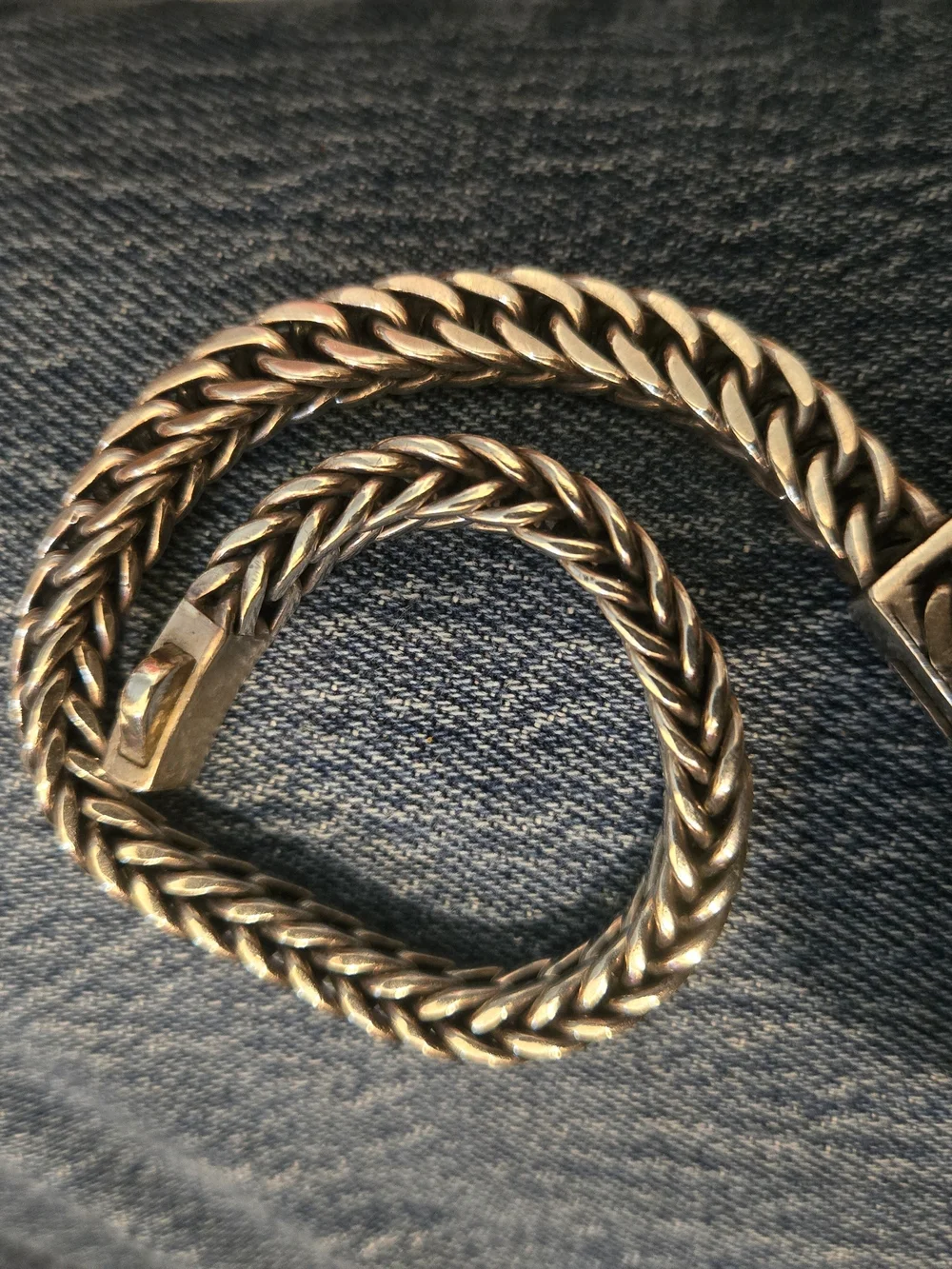 Men's Braided Sterling Chain Bracelet - Silver